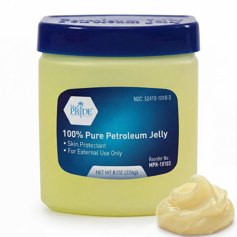 Medpride 100% Pure White Petroleum Jelly – 8 oz Skin Protectant & Moisturizing Ointment for Dry Skin, Rashes, Burns, Wounds, Chapped Lips & Diaper Rash – Fragrance Free, Hypoallergenic Family Jar - Image 1